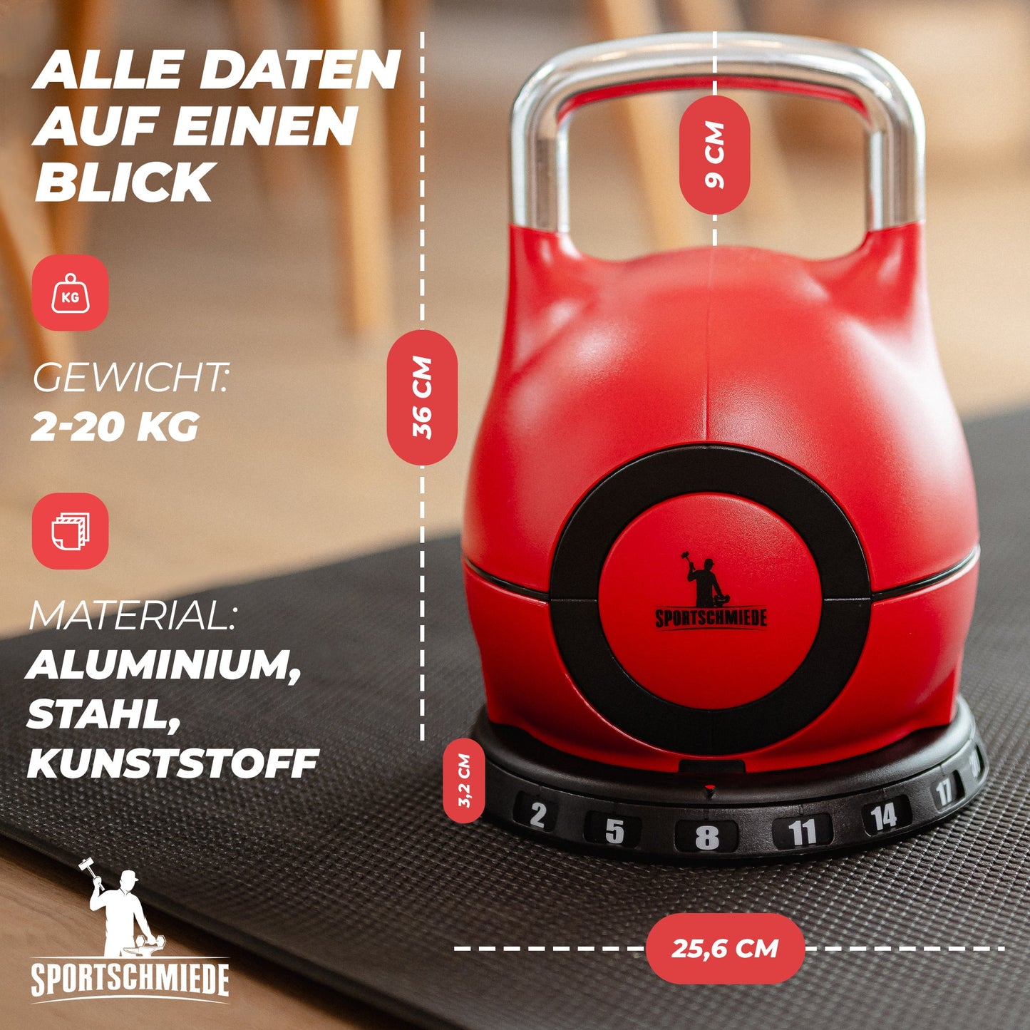 Kettlebell Set – Verstellbare Kettlebell 2 - 20kg - Sportschmiede