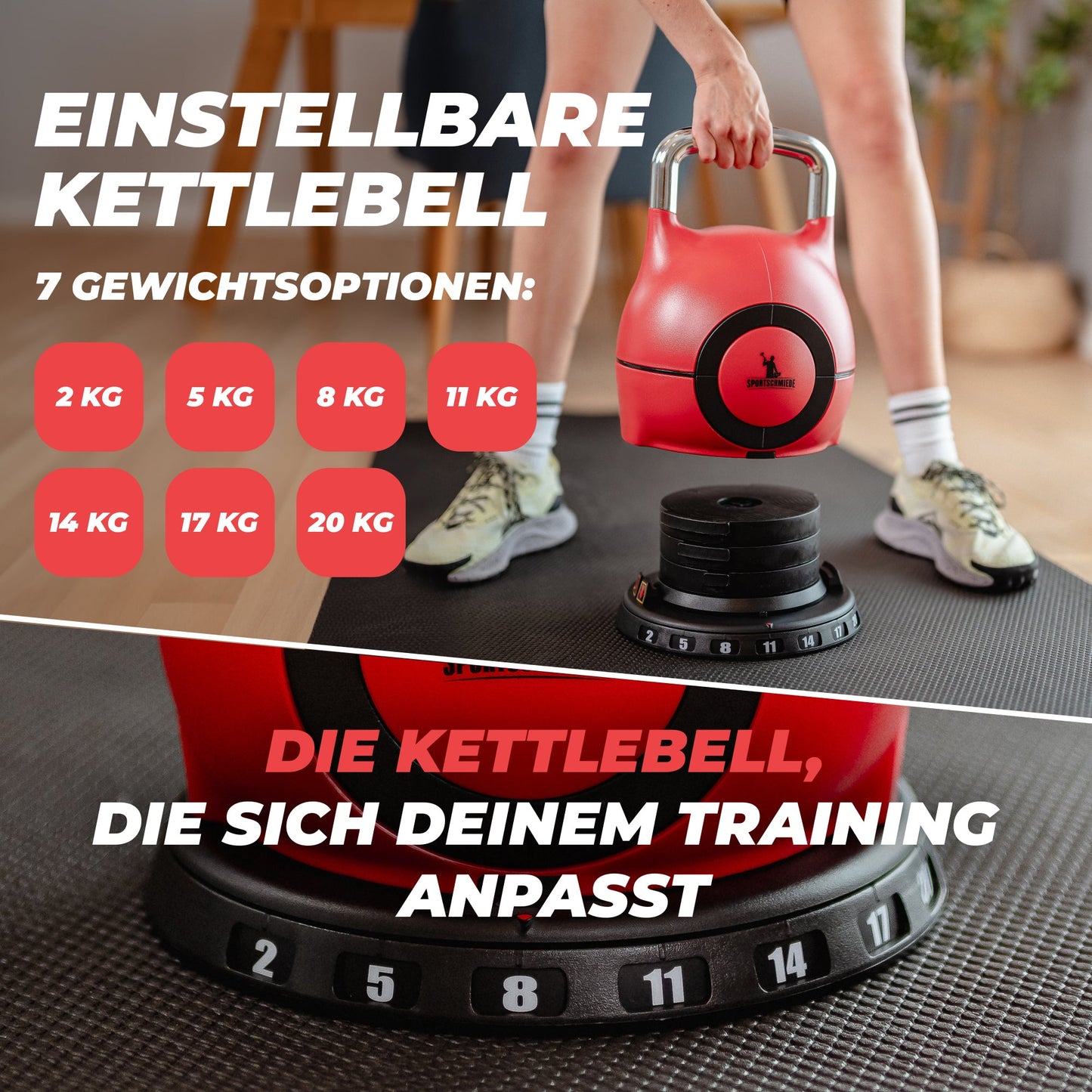 Kettlebell Set – Verstellbare Kettlebell 2 - 20kg - Sportschmiede