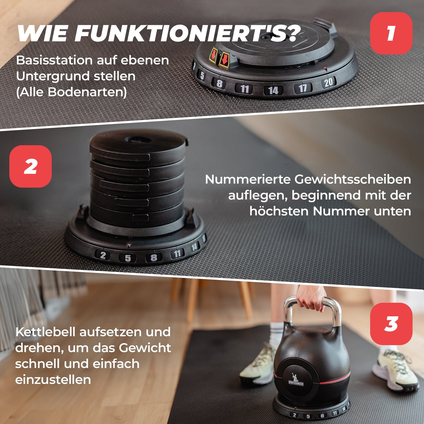 Kettlebell Set – Verstellbare Kettlebell 2 - 20kg - Sportschmiede