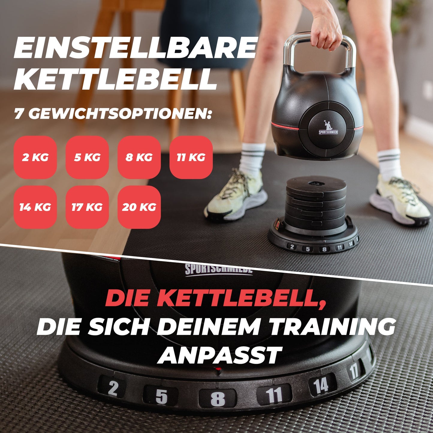 Kettlebell Set – Verstellbare Kettlebell 2 - 20kg - Sportschmiede