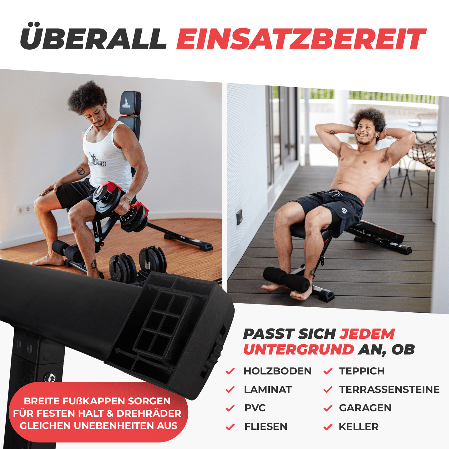SPORTSCHMIEDE Verstellbare Hantelbank, Trainingsbank/ Schrägbank für Bankdrücken und mehr - Sportschmiede