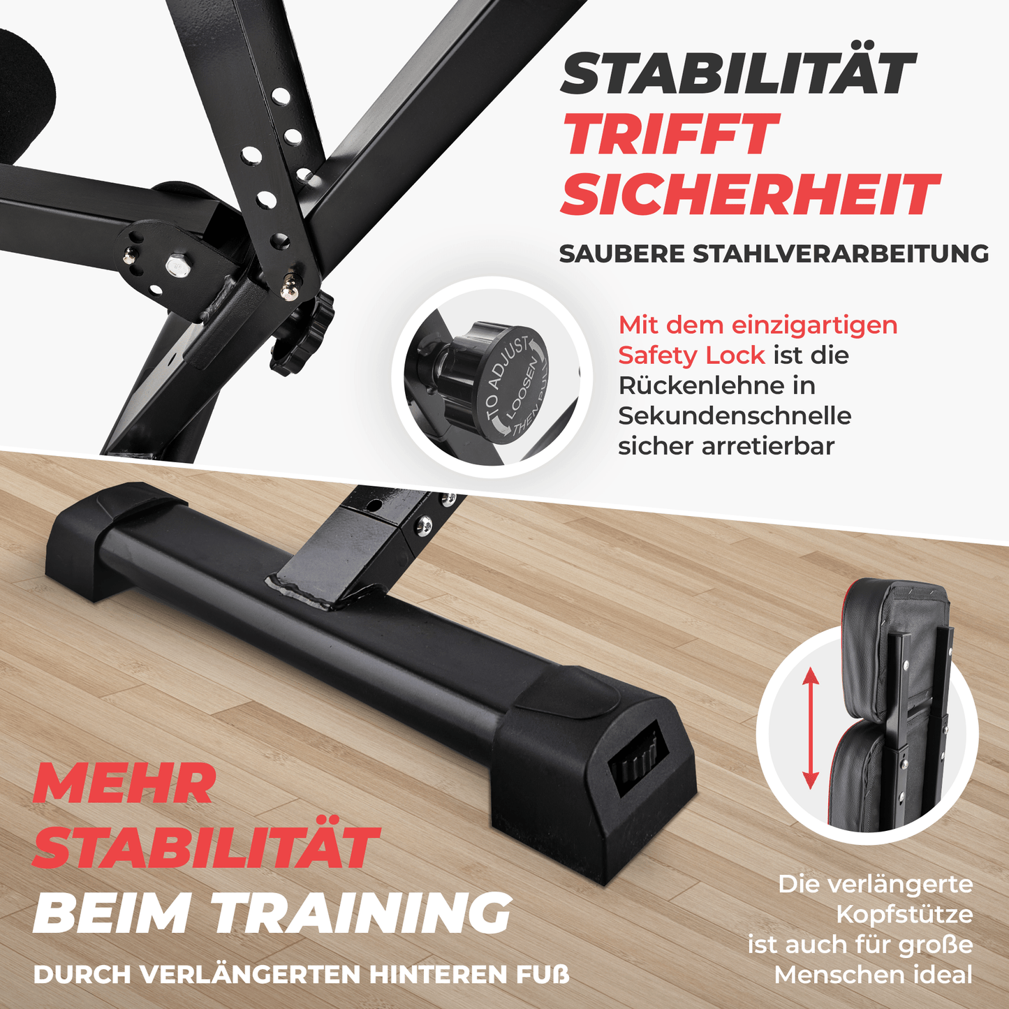 SPORTSCHMIEDE Verstellbare Hantelbank, Trainingsbank/ Schrägbank für Bankdrücken und mehr - Sportschmiede