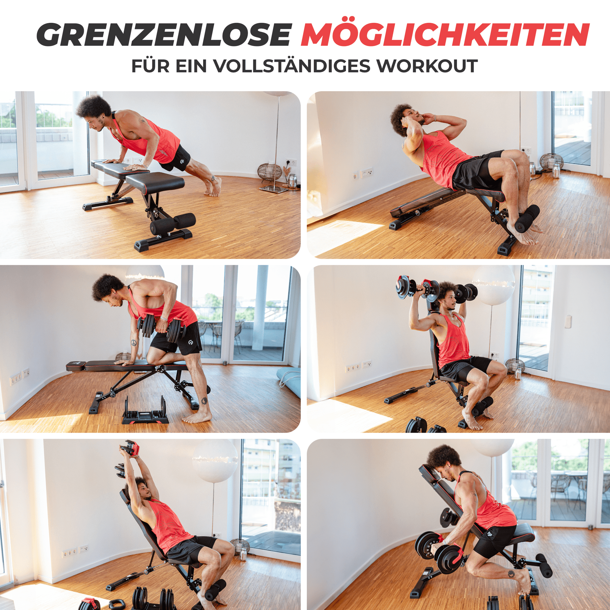 SPORTSCHMIEDE Verstellbare Hantelbank, Trainingsbank/ Schrägbank für Bankdrücken und mehr - Sportschmiede